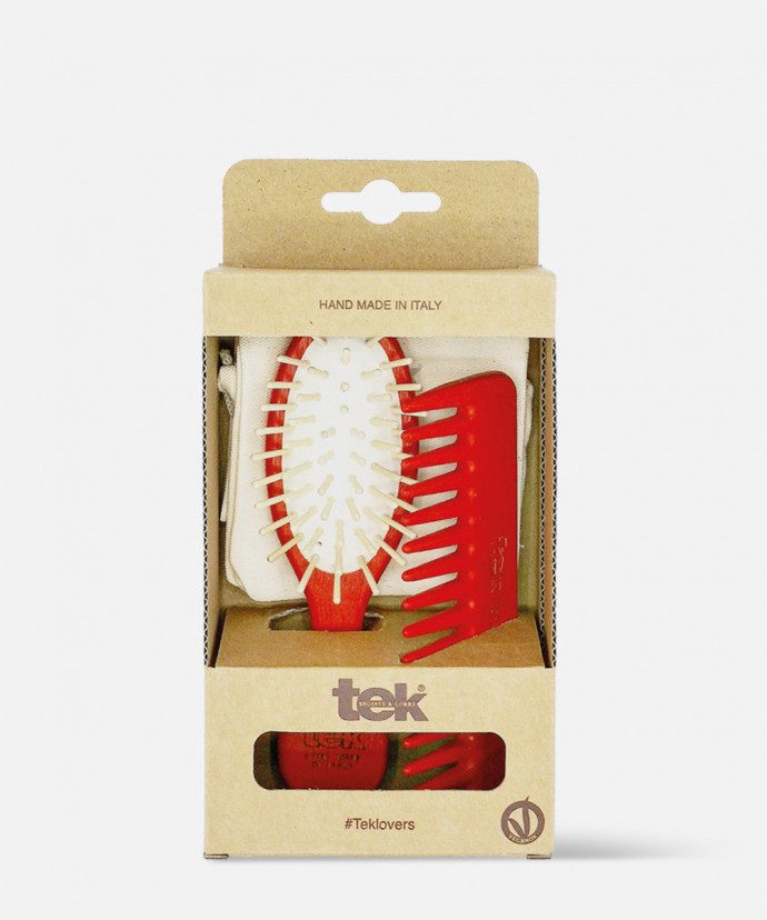 Set de Coiffure 2 pièces en Frêne TEK Rouge